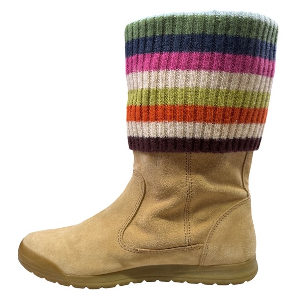Coach Tatum Q247 Boots Womens 8M Tan Suede Wool Knit Cuff - Picture 8 of 11